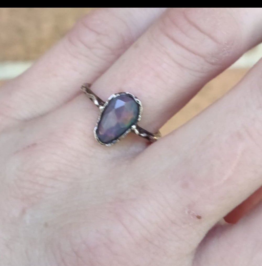 Sterling Black Fire Opal Ring - image 3